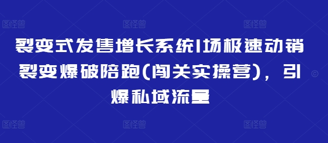 裂变式发售增长系统1场极速动销裂变爆破陪跑(闯关实操营)，引爆私域流量-百盟网